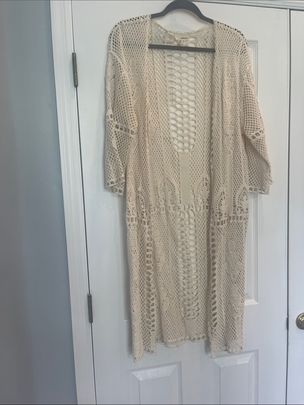 Crochet Open Front Duster - Cream